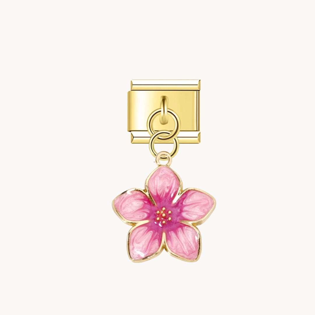 Pendentif fleur hibiscus rose