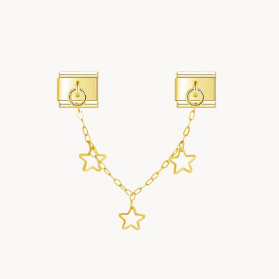 Charm italien Double charm étoiles : double charm : chaîne dorée d’où pendent des étoiles