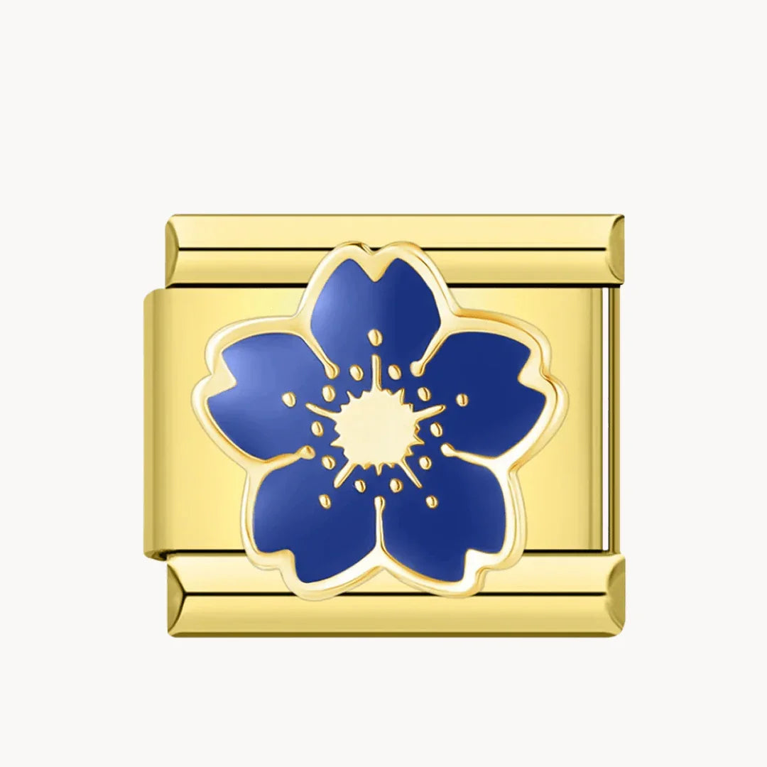 Fleur bleue dorée - Italian Charms France