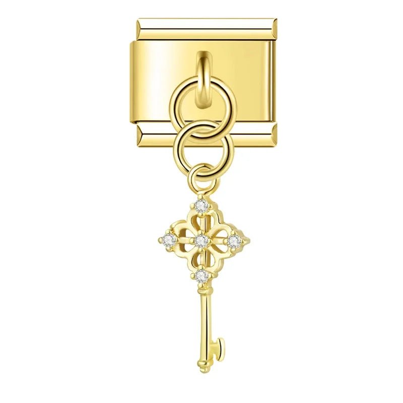 Pendentif clef brillante dorée - Italian Charms France