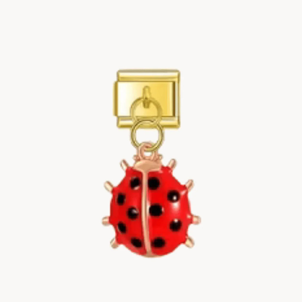 Pendentif coccinelle doré - rouge