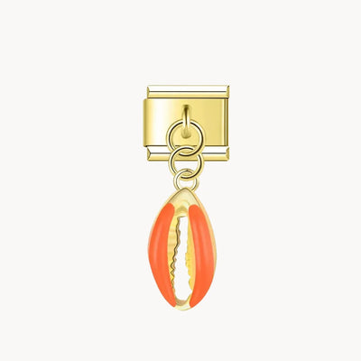 Charm italien Pendentif coquillage doré, autre coloris : petit coquillage rose pâle, suspendu, doré