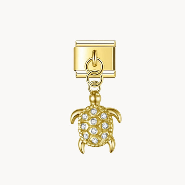 Pendentif tortue brillante dorée