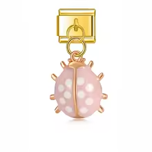 Pendentif coccinelle doré - rose