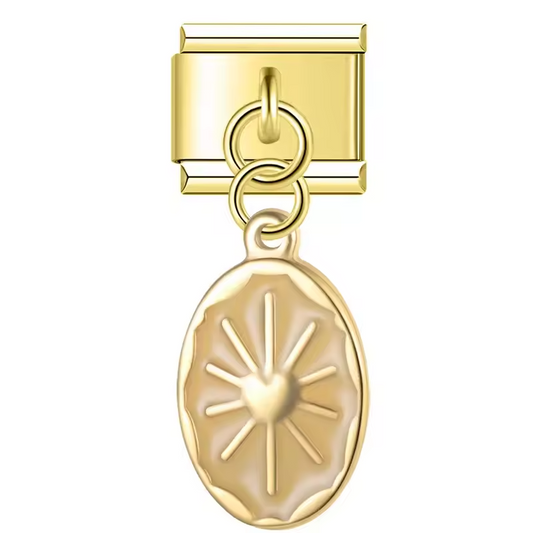 Pendentif beige motif soleil - doré