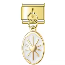 Pendentif blanc motif soleil - doré