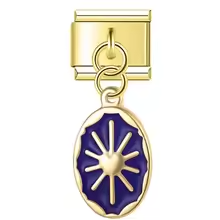 Pendentif bleu motif soleil - doré