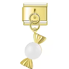 Pendentif bonbon doré - blanc