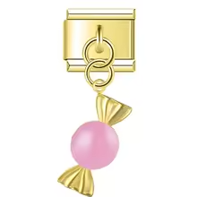 Pendentif bonbon doré - rose