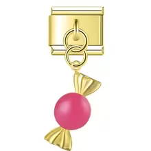 Pendentif bonbon doré - rose vif