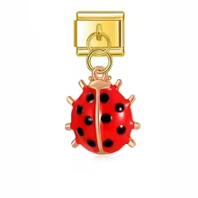 Pendentif coccinelle doré - rouge