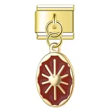 Pendentif rouge motif soleil - doré