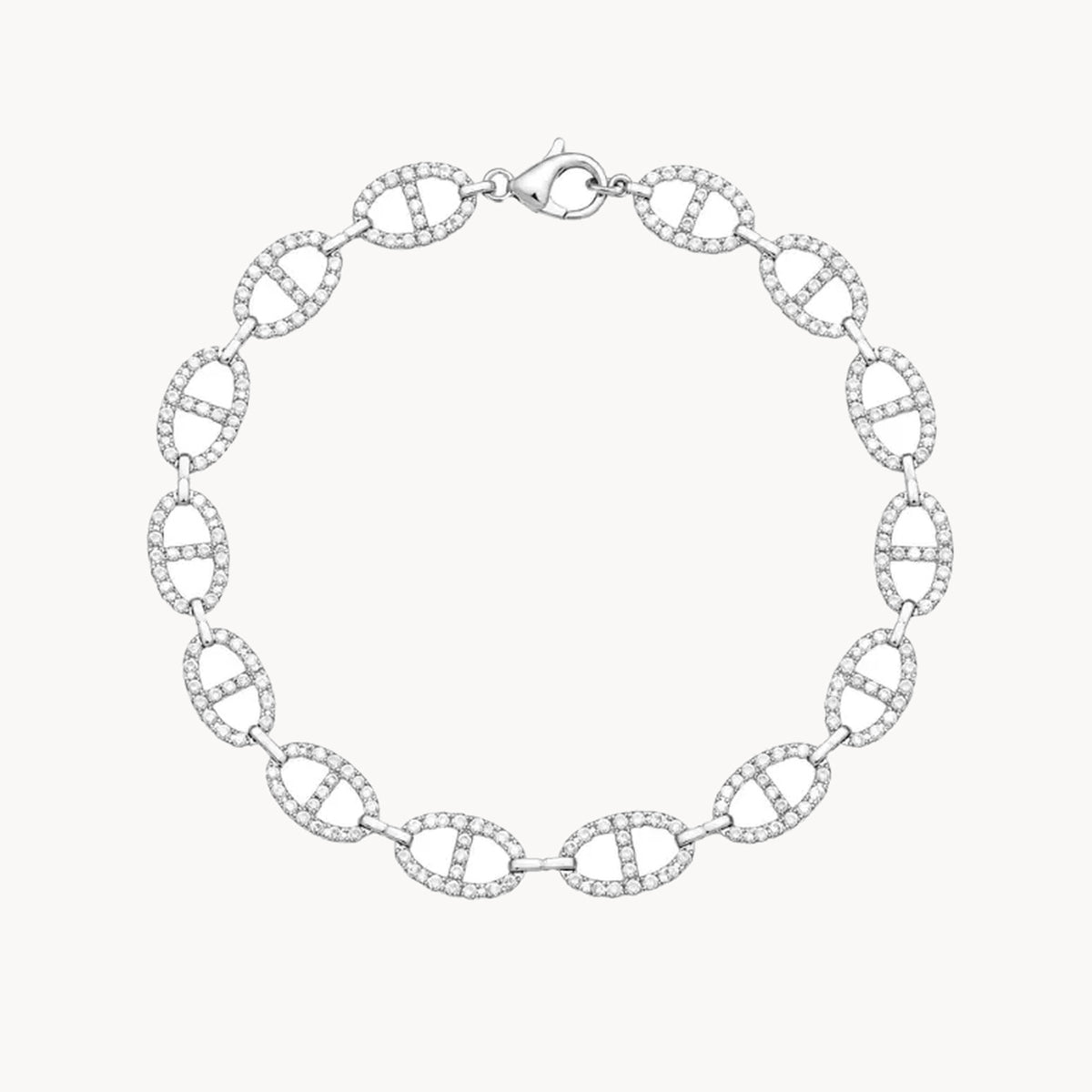 Bracelet Ange argenté, maillons marine pavés de strass
