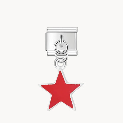 Charm italien Étoile : étoile pleine suspendue, en noir, rouge ou rose