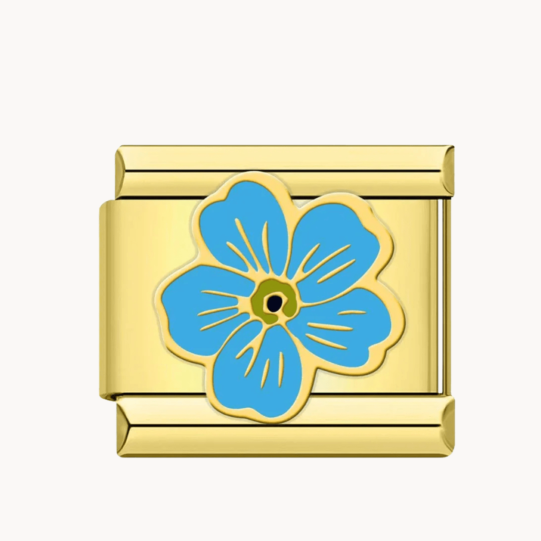 Fleur bleue claire - Doré - Italian Charms France