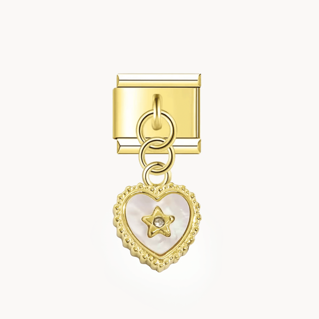 Pendentif Cœur Étoilé Nacré - Italian Charms France